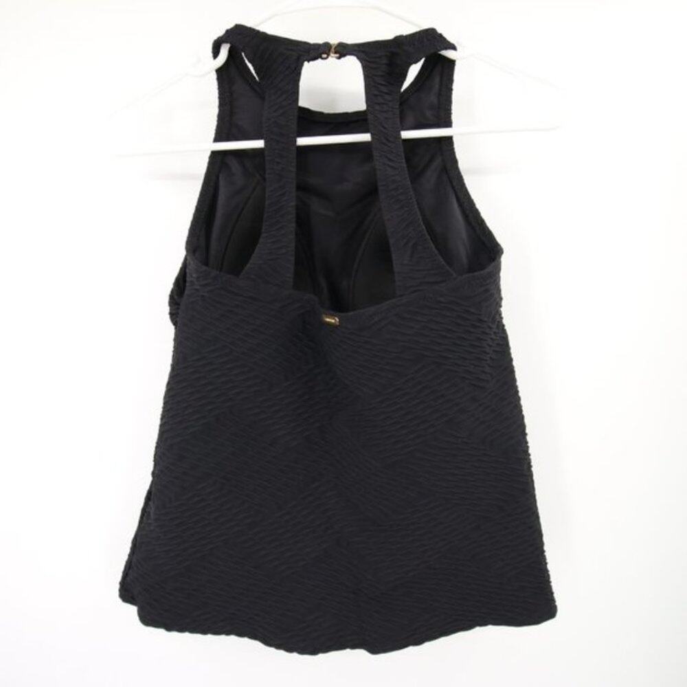 Lands End Black Textured Swim Tankini Top Sleeveless Built-in Bra Size 2 - Picture 8 of 8